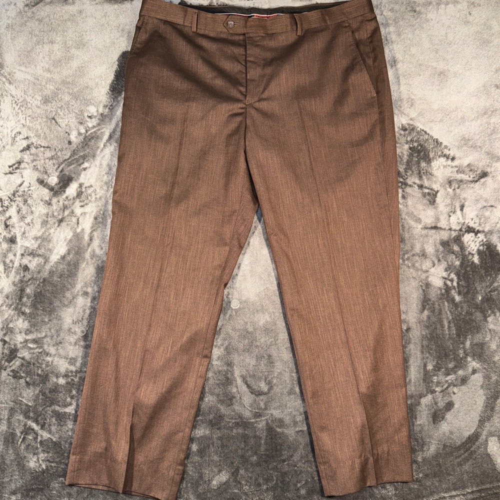 Bocaccio Uomo Mens Brown Dress Pants Flat Front Slacks 44R Stretch RN115174